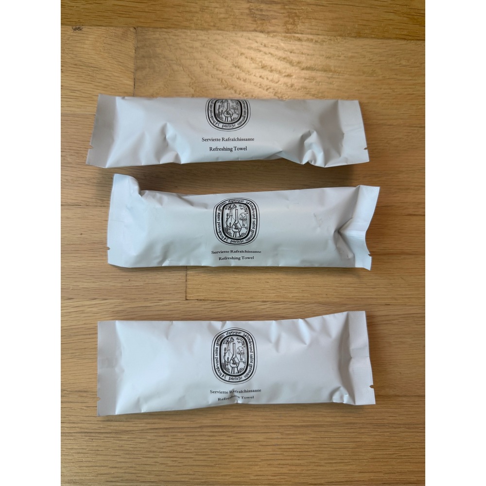 NWT DIPTYQUE Refreshing Towel Qatar Airways Exclusive White Set of 3 21ml Each